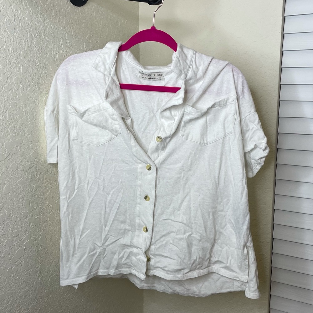 Urban Outfitters White Button Crop